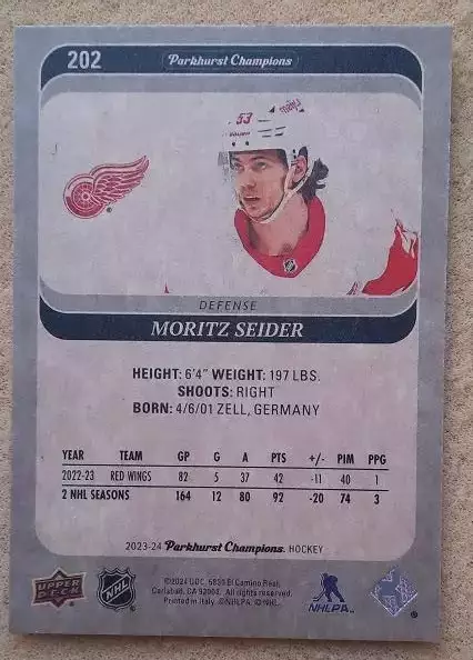 НХЛ Мориц Зайдер Детройт Ред Уингз № 202 1