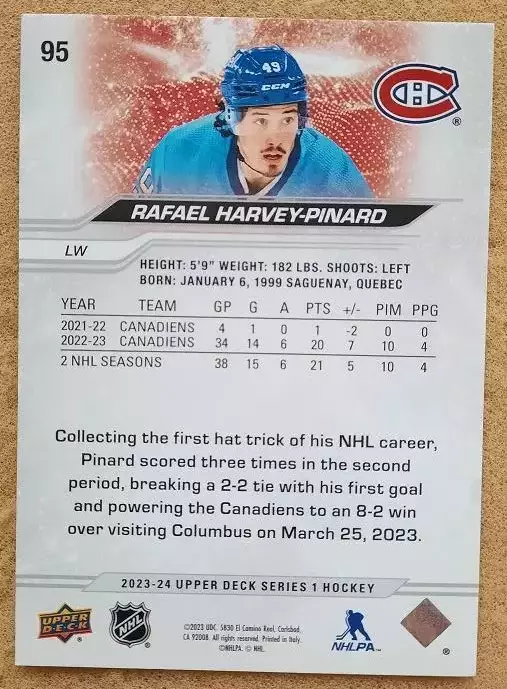 НХЛ Рафаэль Арве-Пинар Монреаль Канадиенс № 95 1