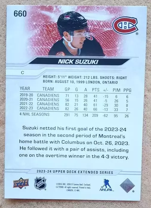 НХЛ Ник Сузуки Монреаль Канадиенс № 660 1