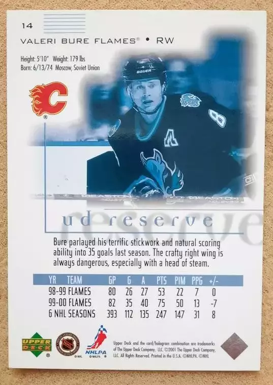 НХЛ Валерий Буре Калгари Флэймз ЦСКА Москва № 14 1