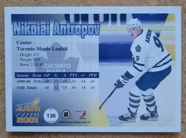 НХЛ Ник Антропов Торонто Мэйпл Лифс Усть-Каменогорск Динамо Москва Казань № 136 1