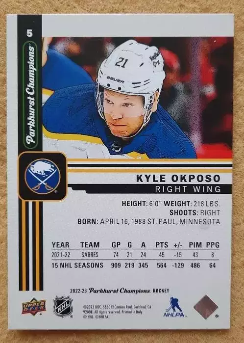 НХЛ Кайл Окпосо Баффало Сейбрз № 5 1