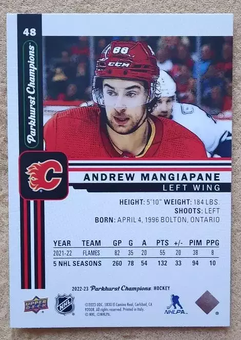 НХЛ Эндрю Манджапане Калгари Флэймз № 48 1
