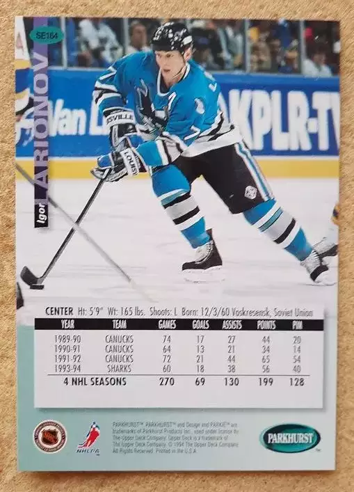 НХЛ Игорь Ларионов Сан-Хосе Шаркс Воскресенск ЦСКА Москва № SE 164 голд 1