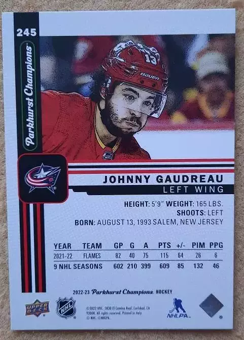 НХЛ Джонни Гудро Коламбус Блю Джекетс № 245 1