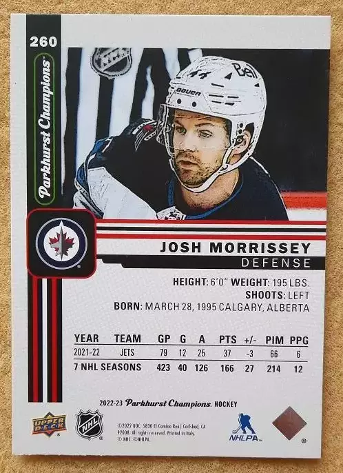 НХЛ Джош Моррисси Виннипег Джетс № 260 1