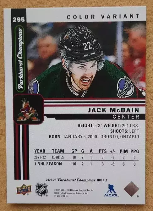 НХЛ Джек Макбэйн Аризона Койотис № 295 колор 1