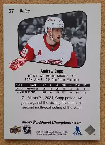 НХЛ Эндрю Копп Детройт Ред Уингз № 67 1