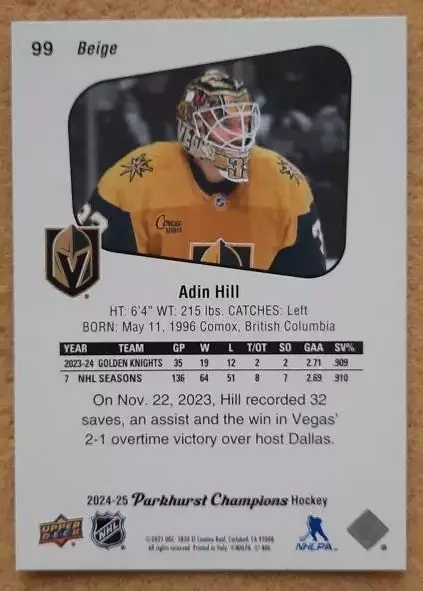 НХЛ Эдин Хилл Вегас Голден Найтс № 99 1