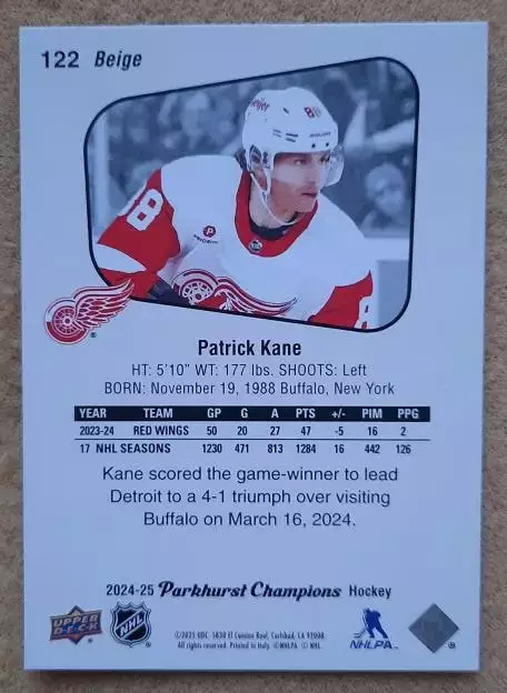 НХЛ Патрик Кейн Детройт Ред Уингз № 122 1