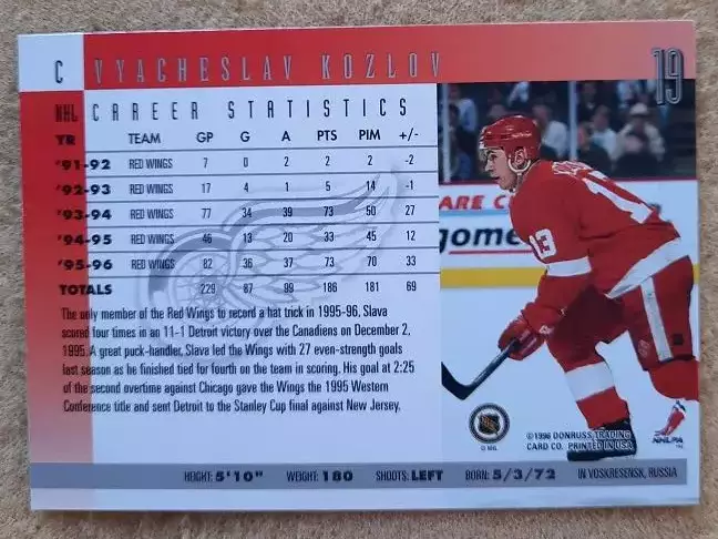 НХЛ Слава Козлов Детройт Ред Уингз Химик ЦСКА Спартак Казань Уфа Атлант № 19 1