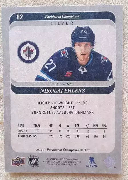 НХЛ Николай Элерс Виннипег Джетс № 82 сильвер 1