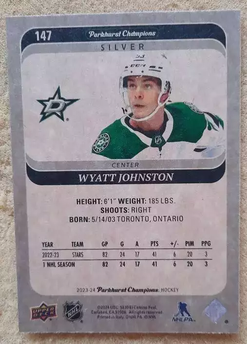 НХЛ Уайатт Джонстон Даллас Старз № 147 сильвер 1