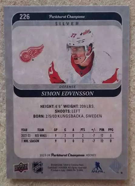 НХЛ Симон Эдвинссон Детройт Ред Уингз № 226 сильвер 1