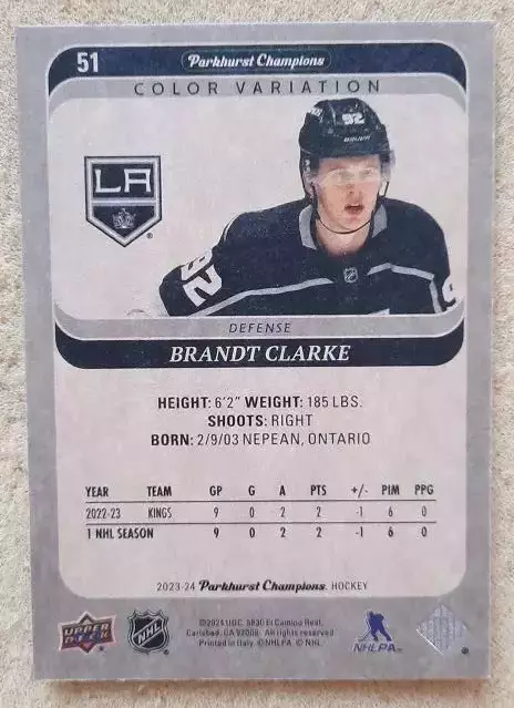 НХЛ Брандт Кларк Лос-Анжелес Кингз № 51 колор 1
