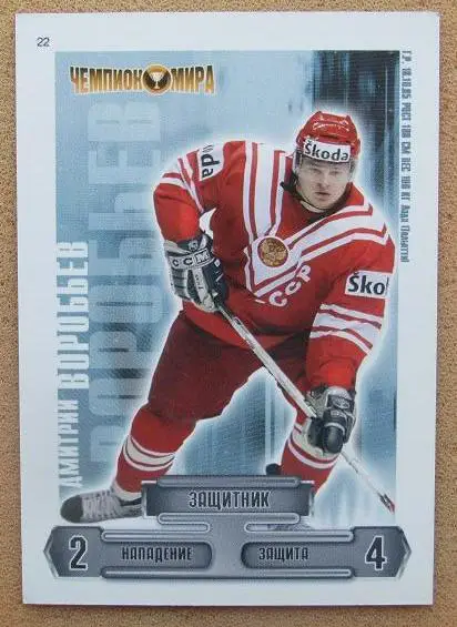 карточка Дмитрий Воробьев Россия Тольятти Уфа Динамо Москва СКА № 22