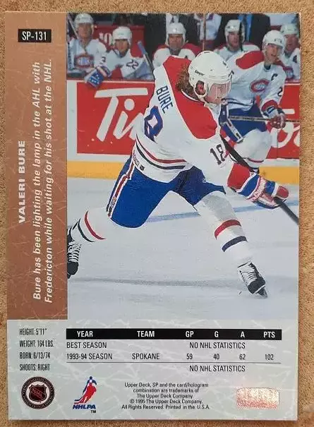 НХЛ Валерий Буре Монреаль Канадиенс ЦСКА Москва № SP - 131 1