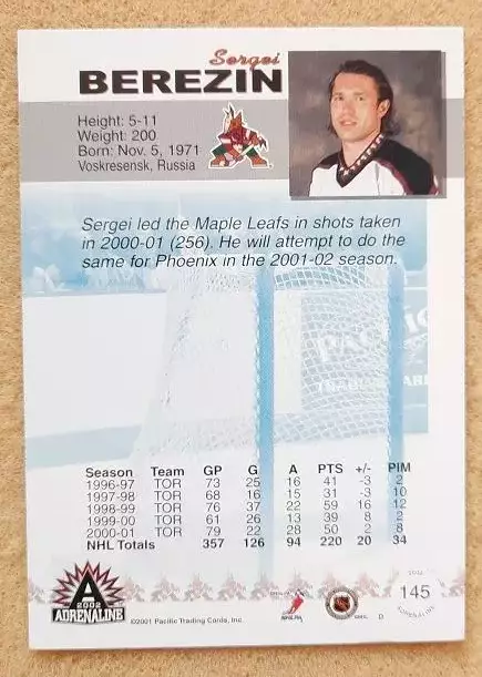 НХЛ Сергей Березин Торонто Мэйпл Лифс Рязань Воскресенск ЦСКА Москва № 145 1