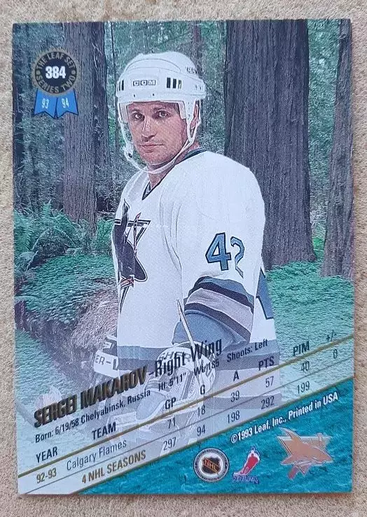 НХЛ Сергей Макаров Сан-Хосе Шаркс Челябинск ЦСКА Москва № 384 1