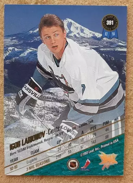 НХЛ Игорь Ларионов Сан-Хосе Шаркс Воскресенск ЦСКА Москва № 391 1