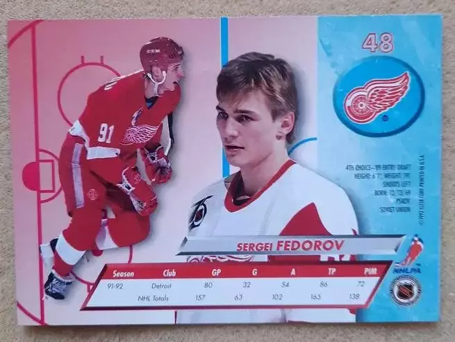 НХЛ Сергей Федоров Детройт Ред Уингз Динамо Минск ЦСКА Москва Магнитогорск № 48 1