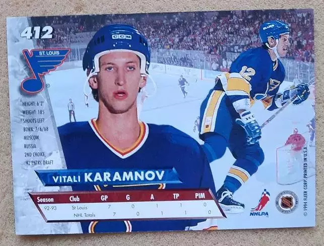 НХЛ Виталий Карамнов Сент Луис Блюз Динамо Москва Харьков Ярославль Витязь № 412 1