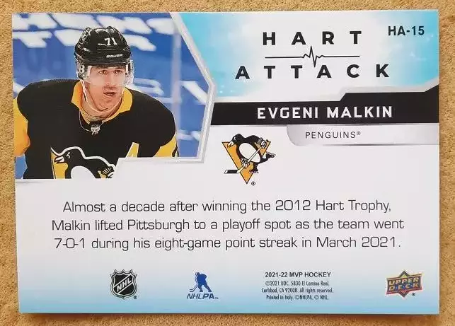 НХЛ Евгений Малкин Питтсбург Пингвинз Магнитогорск № HA - 15 1