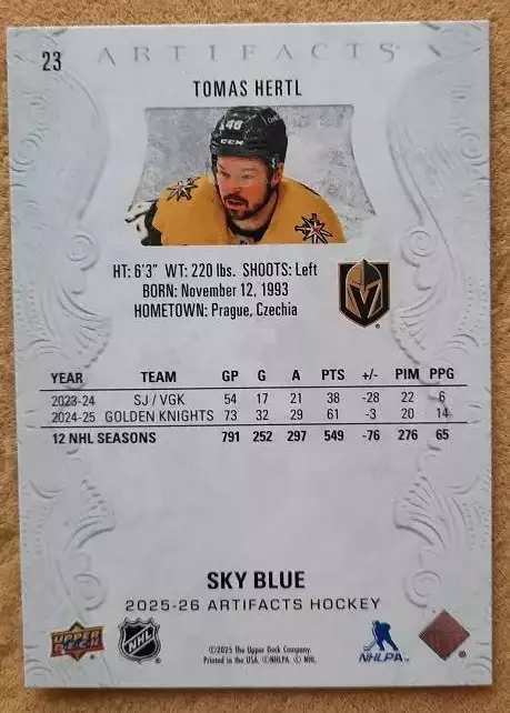 НХЛ Томаш Гертл Вегас Голден Найтс № 23 1