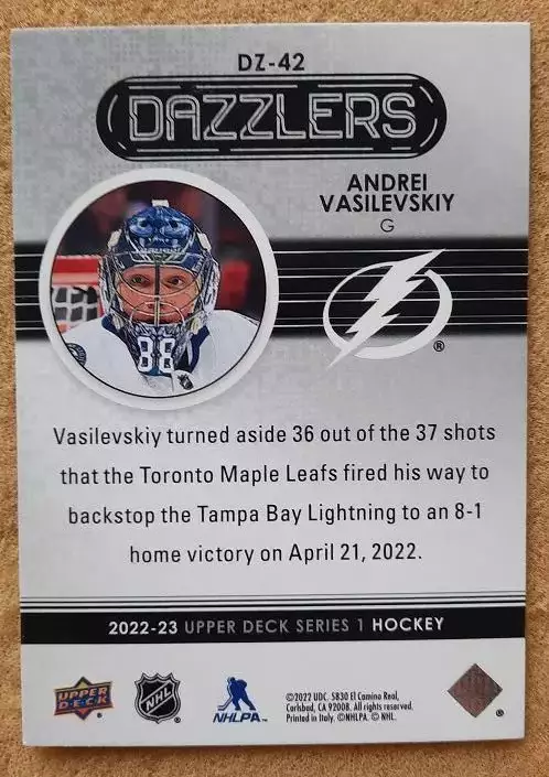 НХЛ Андрей Василевский Тампа Бэй Лайтнинг Уфа № DZ - 42 блю 1