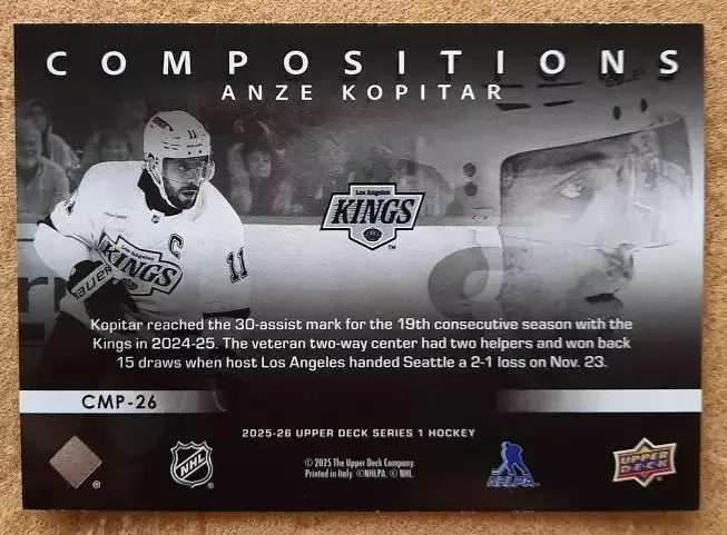 НХЛ Анже Копитар Лос-Анжелес Кингз № CMP - 26 1