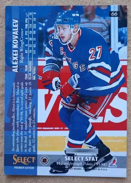 НХЛ Алексей Ковалев Нью-Йорк Рейнджерс Динамо Москва Тольятти Казань Атлант 66 1