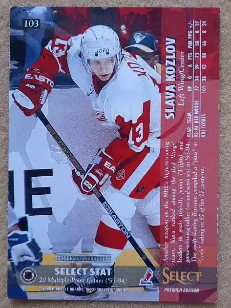 НХЛ Слава Козлов Детройт Ред Уингз Химик ЦСКА Спартак Казань Уфа Атлант № 103 1