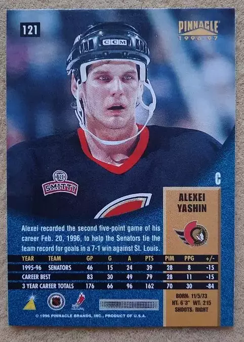 НХЛ Алексей Яшин Оттава Сенаторз Свердловск Динамо Москва ЦСКА Ярославль 121 с 1