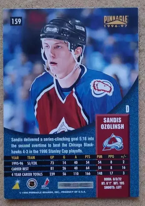 НХЛ Сандис Озолиньш Колорадо Эвеланш Динамо Рига Атлант № 159 с 1