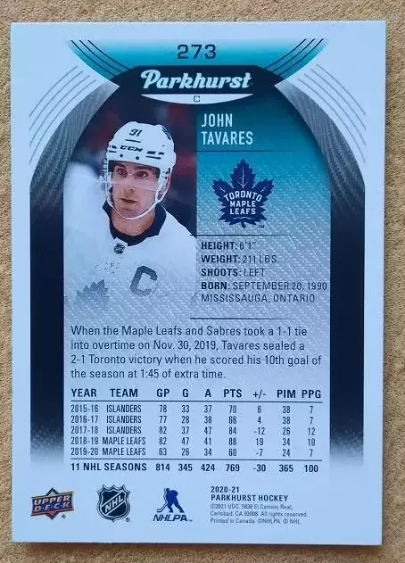 НХЛ Джон Таварес Торонто Мэйпл Лифс № 273 1