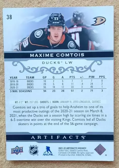 НХЛ Макс Комтуа Анахайм Дакс Динамо Москва № 38 1