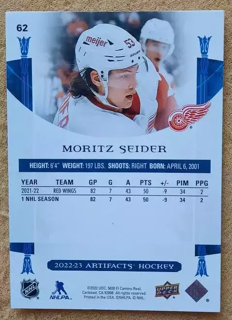 НХЛ Мориц Зайдер Детройт Ред Уингз № 62 1