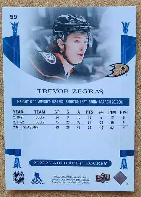НХЛ Тревор Зеграс Анахайм Дакс № 59 1