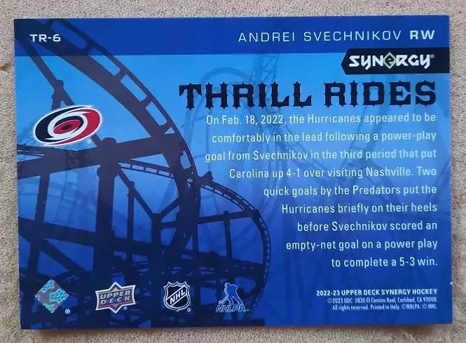 НХЛ Андрей Свешников Каролина Харрикейнз № TR - 6 1