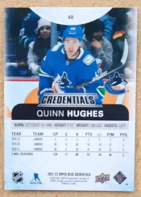 НХЛ Куинн Хьюз Ванкувер Кэнакс № 48 1