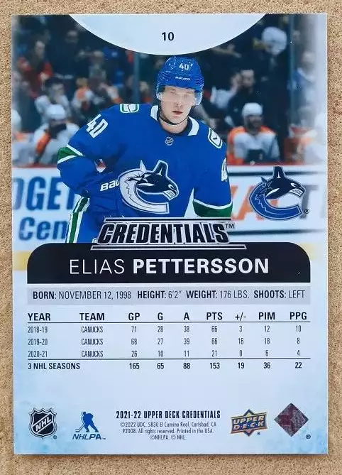 НХЛ Элиас Петтерссон Ванкувер Кэнакс № 10 1