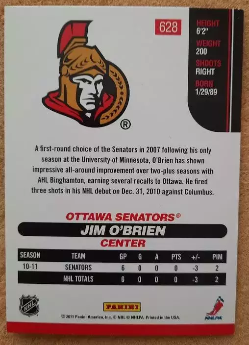 НХЛ Джим О’Брайен Оттава Сенаторз Металлург Новокузнецк № 628 1