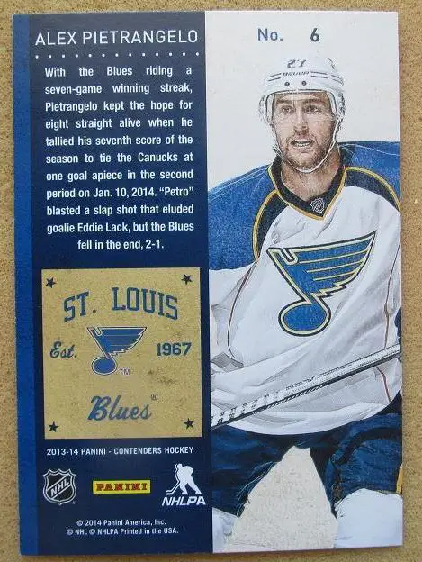 НХЛ Алекс Пьетранжело Сент-Луис Блюз № 6 1