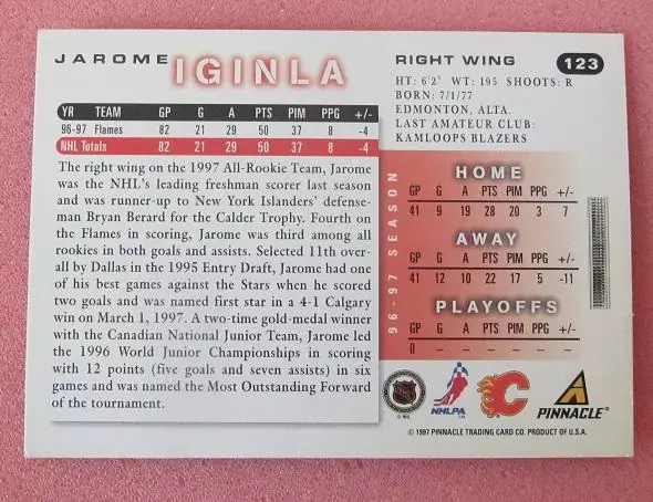 НХЛ Джером Игинла Калгари Флэймз № 123 1