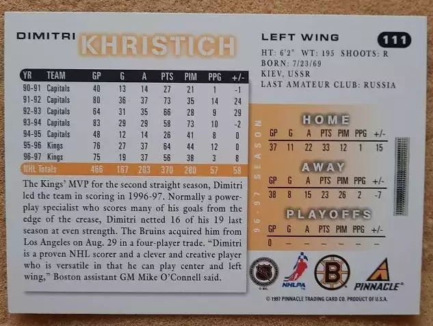 НХЛ Дмитрий Христич Бостон Брюинз Киев Магнитогорск № 111 1