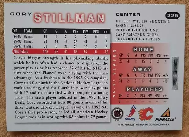 НХЛ Кори Стиллман Калгари Флэймз № 225 1