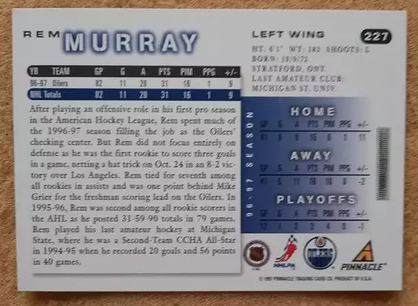 НХЛ Рем Мюррей Эдмонтон Ойлерз № 227 1