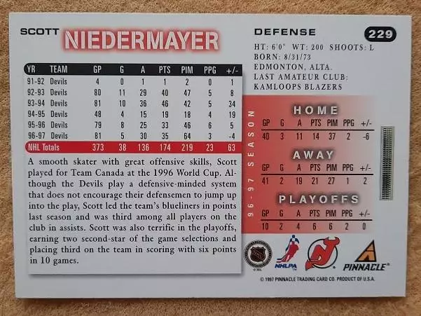 НХЛ Скотт Нидермайер Нью-Джерси Дэвилз № 229 1