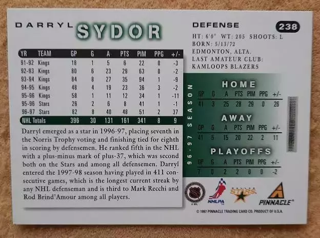 НХЛ Дэррил Сидор Даллас Старз № 238 1