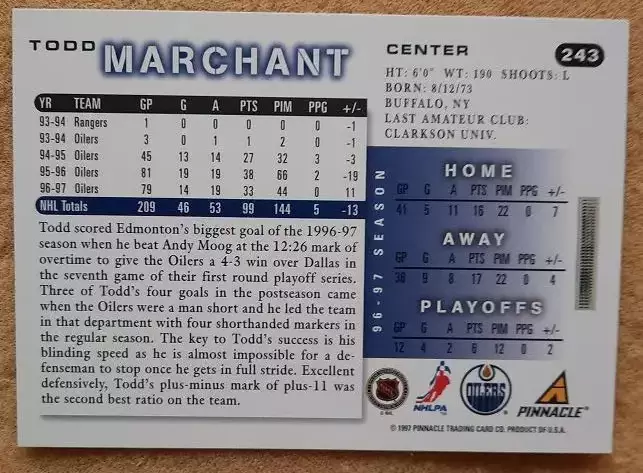 НХЛ Тодд Маршан Эдмонтон Ойлерз № 243 1
